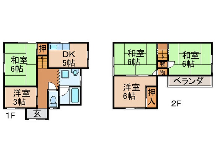 枚方市桜丘町貸家の物件間取画像