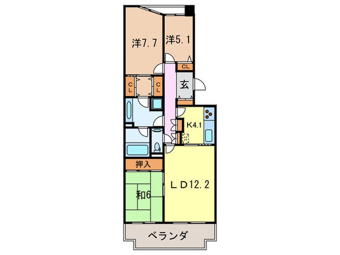 夙川ソルステ－ジュ(103)の物件間取画像