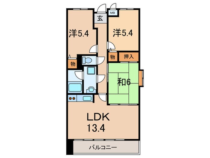 サンシ－ズ南山手の物件間取画像
