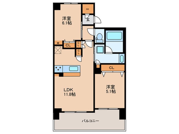 ｴｽﾃﾑｺ-ﾄﾃﾞｨｱｼﾃｨSOUTH(1204)の物件間取画像