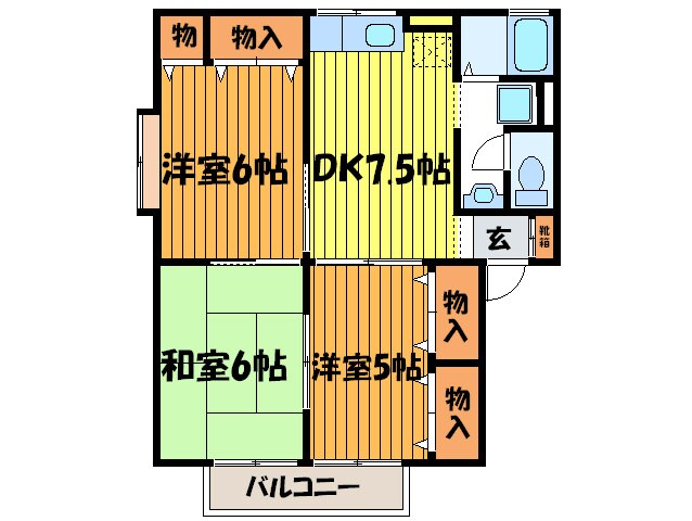 グリ－ンシャルマンＣ棟の物件間取画像