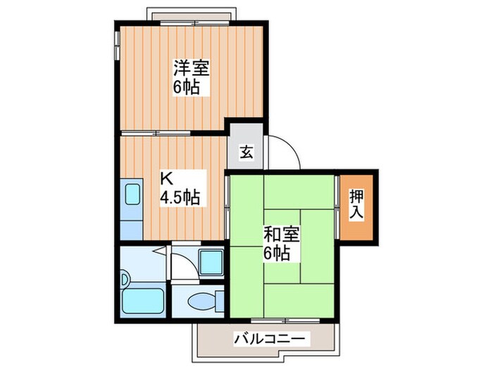 タウニー本町Ｂ棟の物件間取画像