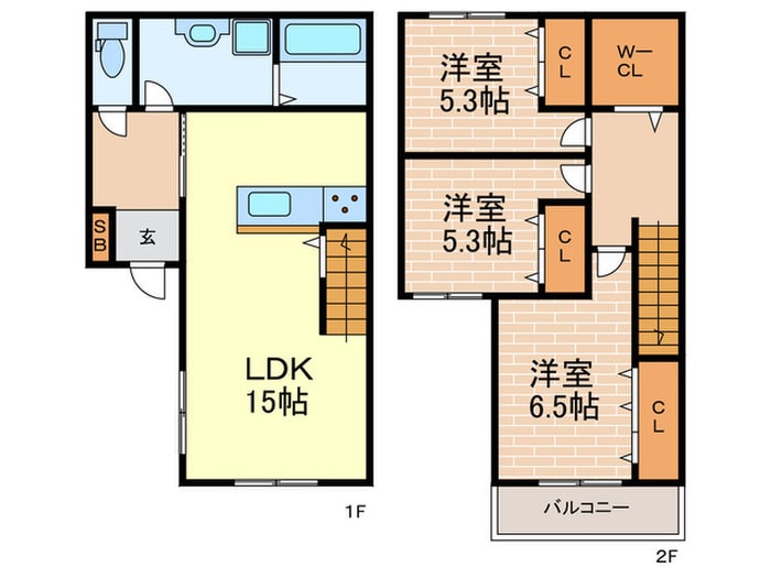 一ヶ谷町テラスハウスの物件間取画像