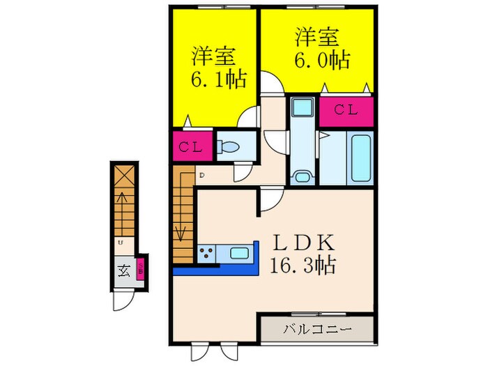 ロッヂえざかＡの物件間取画像