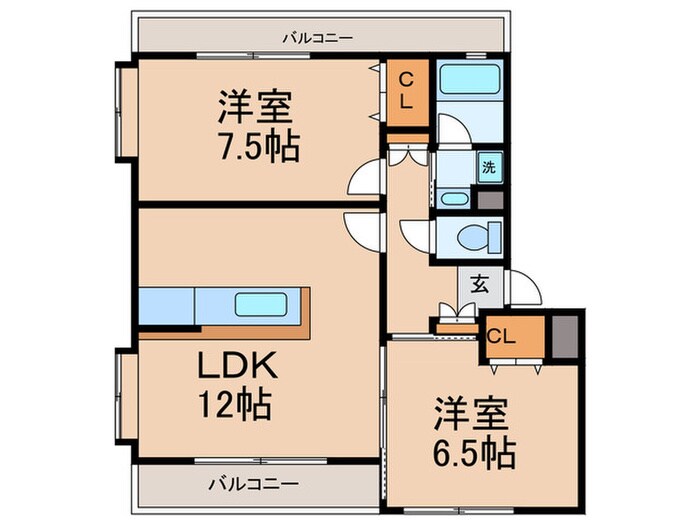サンヴィエントヒビキの物件間取画像