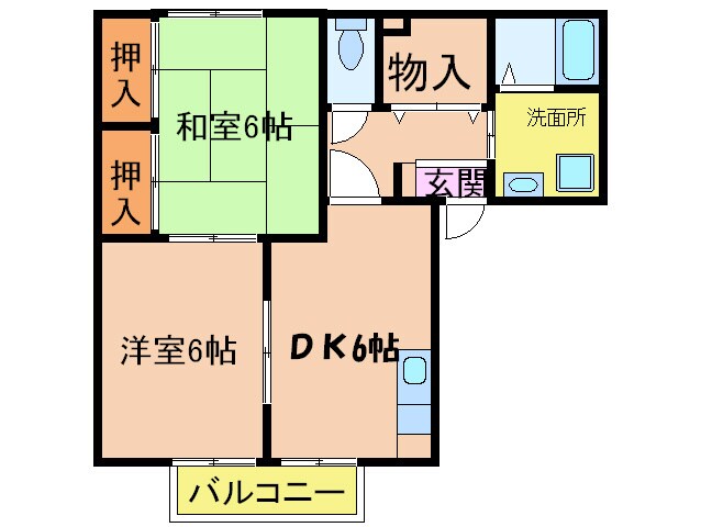 グリーンヒルⅡＢ棟の物件間取画像