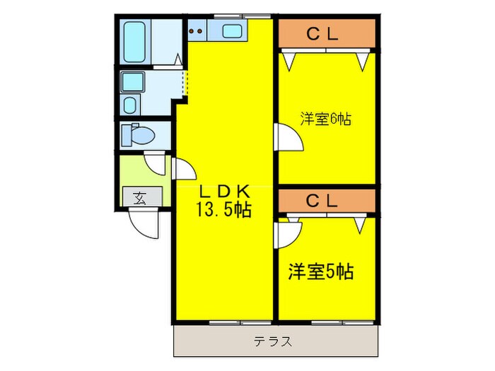 藤原ハイツⅡ棟の物件間取画像