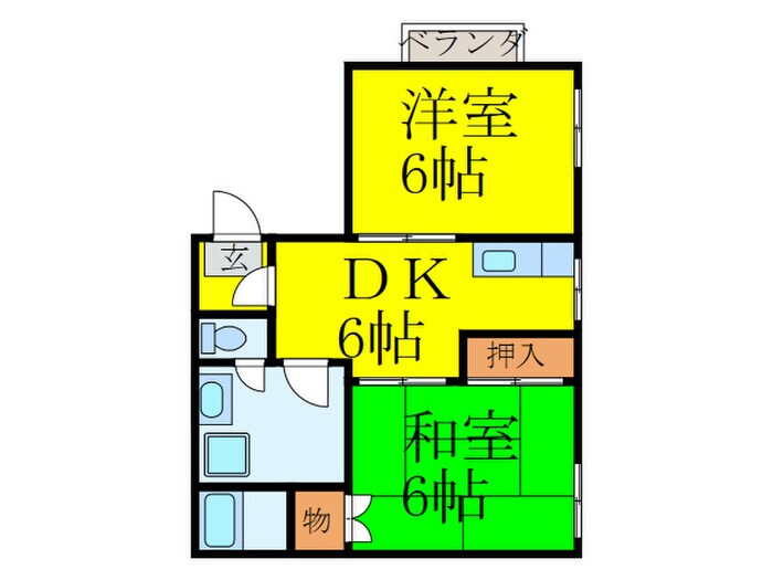 藤原ハイツⅡ棟の物件間取画像