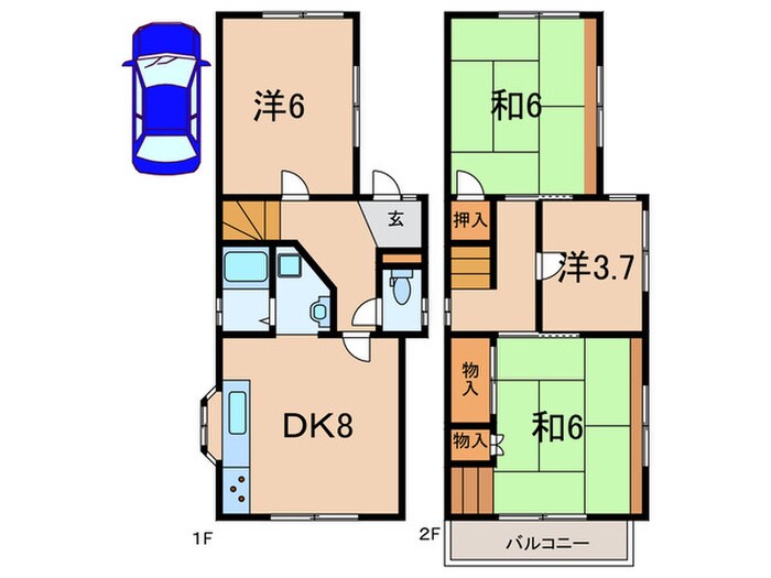 鈴蘭台西町4丁目戸建の物件間取画像