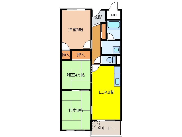 グランドハイツ城北の物件間取画像