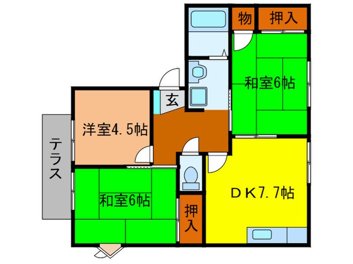 グランビュ－Ａ棟の物件間取画像