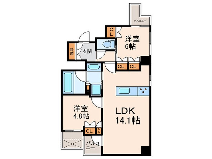 ロジュマン京都橘柳町(302)の物件間取画像