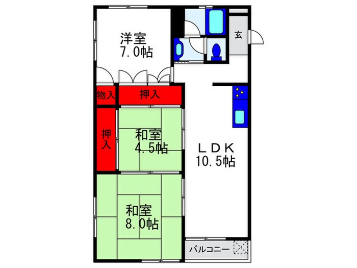 豊中第一コーポラス（601）の物件間取画像