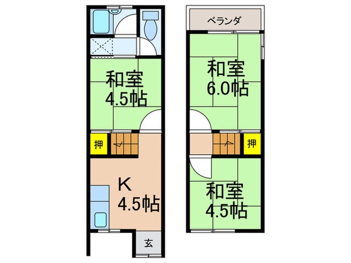 枚方市春日元町テラスハウスの物件間取画像