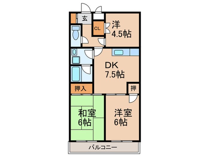 ハイツ甲村A棟の物件間取画像