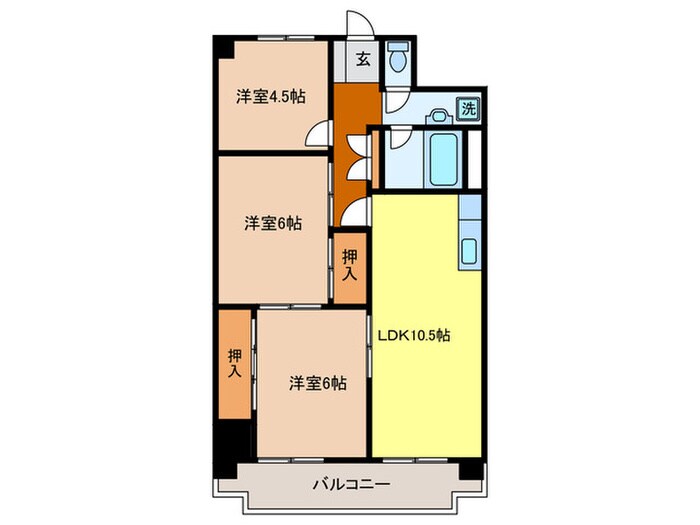 グリ－ンハイツ向陽２号棟(93)の物件間取画像