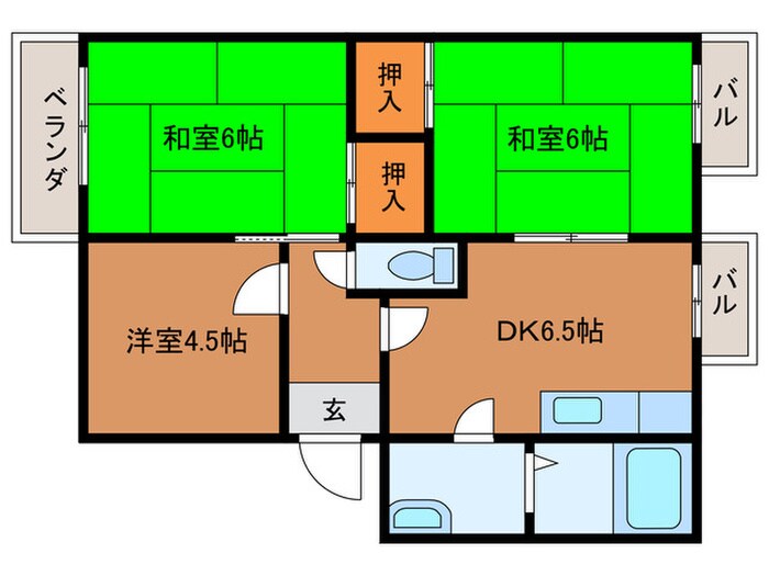 エクシード岸和田B棟の物件間取画像