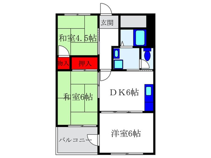 スカイハイツ曽根の物件間取画像