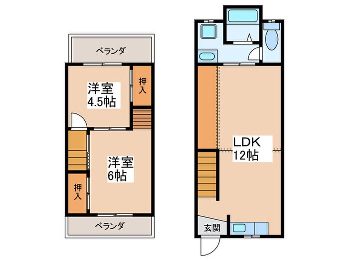 富秋町二丁目テラスハウスの物件間取画像