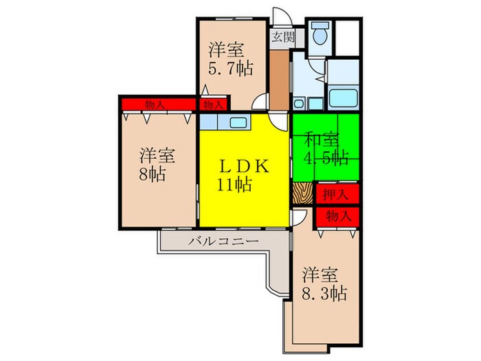 シュロス五月山Ⅱの物件間取画像