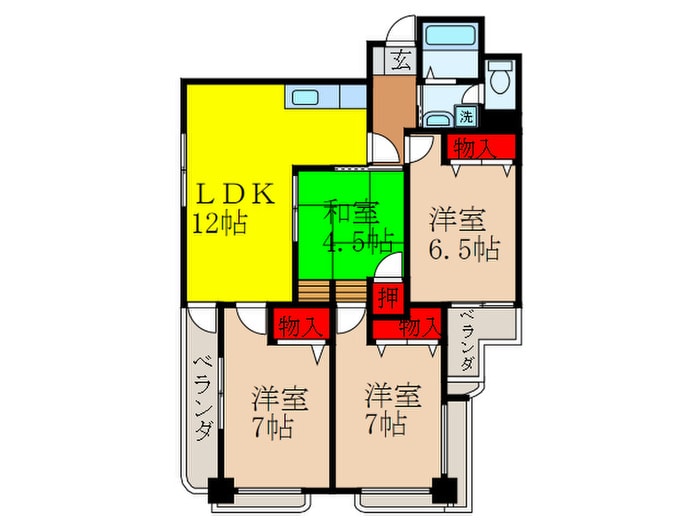 シュロス五月山Ⅱの物件間取画像