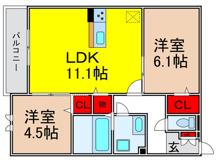 Ｆｌａｔ　Ｃｏｍｆｙ　豊中の物件間取画像