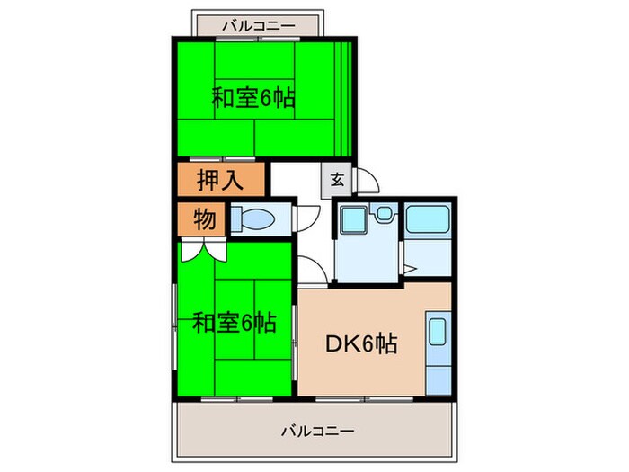 ロ－タスハイツＢ棟の物件間取画像