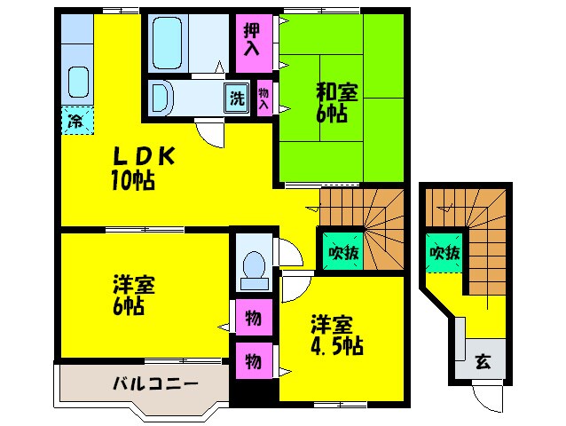 ベル・コーポ・デヌシB棟の物件間取画像