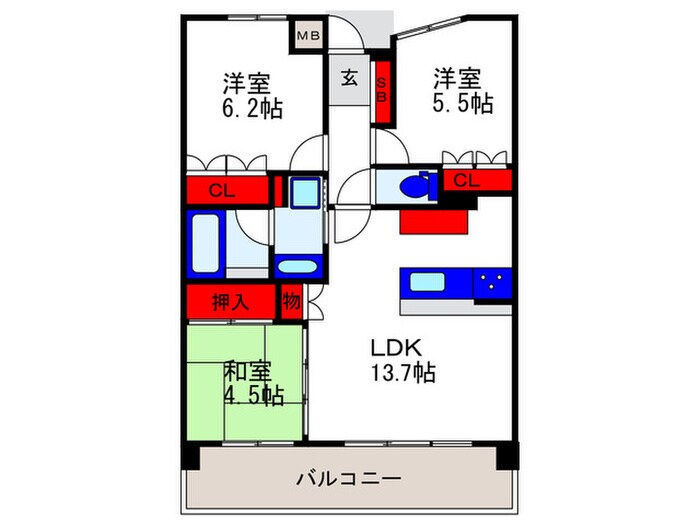ﾈﾊﾞ-ﾗﾝﾄﾞ豊中ﾗﾃﾞｨｱﾝｽ（705）の物件間取画像