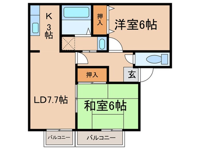 ファミール州見　Ｄ棟の物件間取画像