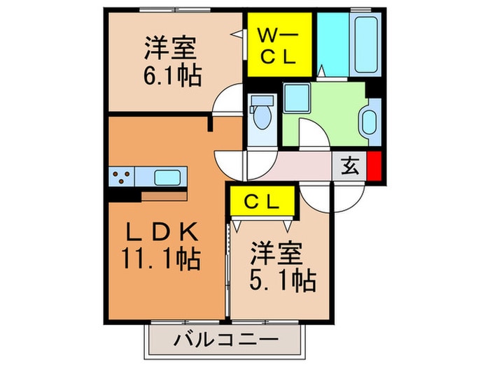 はんなり月海B棟の物件間取画像