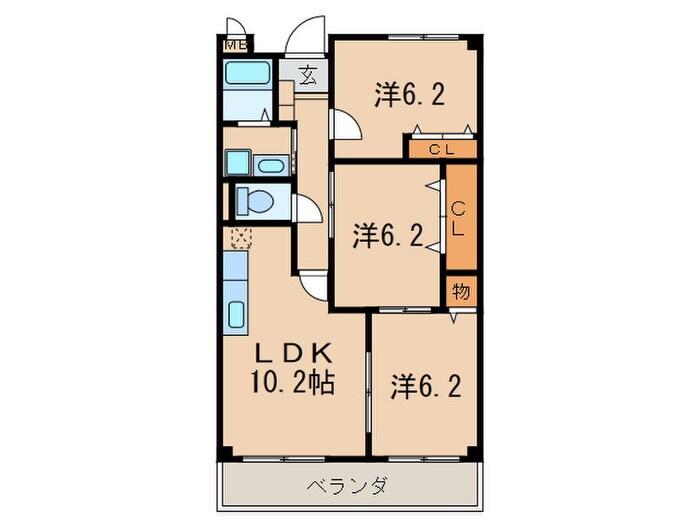 エスト京田辺Ⅱの物件間取画像