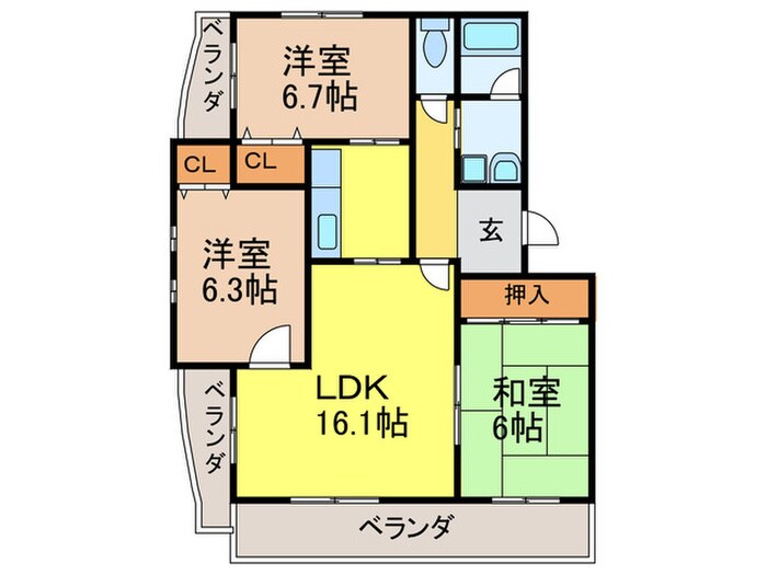 ラ・ヴェ－ル茨木の物件間取画像