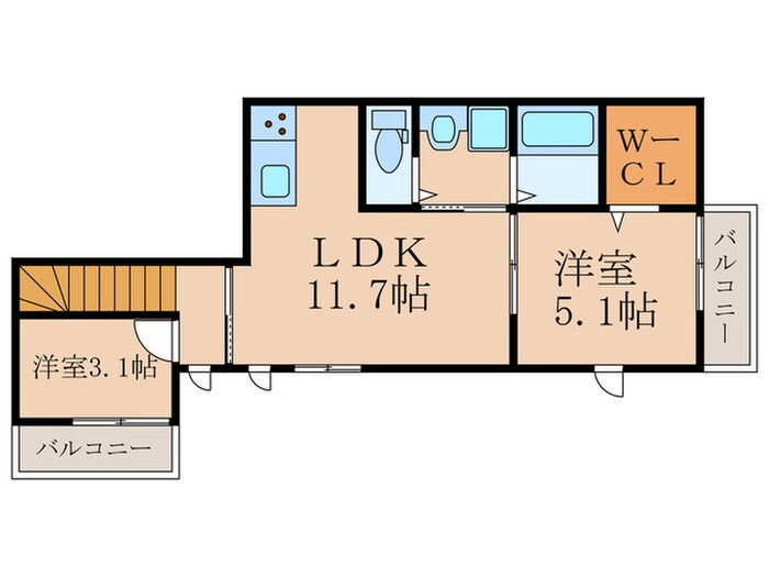 ラシーネ伏見壱番館の物件間取画像