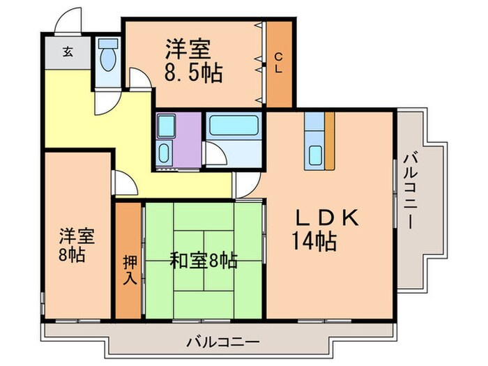 アメニティ双ヶ丘の物件間取画像