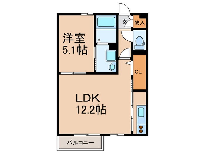 プランド－ル中道Ｂ棟の物件間取画像