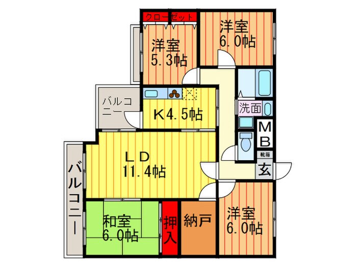宮之阪ハイツ弐番館の物件間取画像