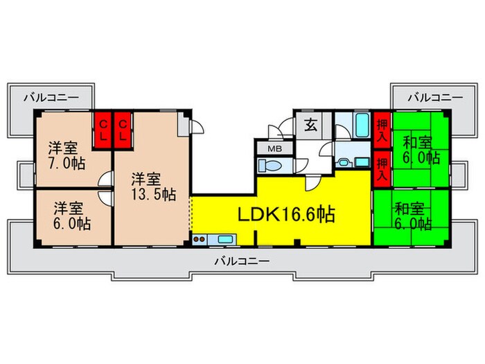 緑地公園第３千里ハイツの物件間取画像