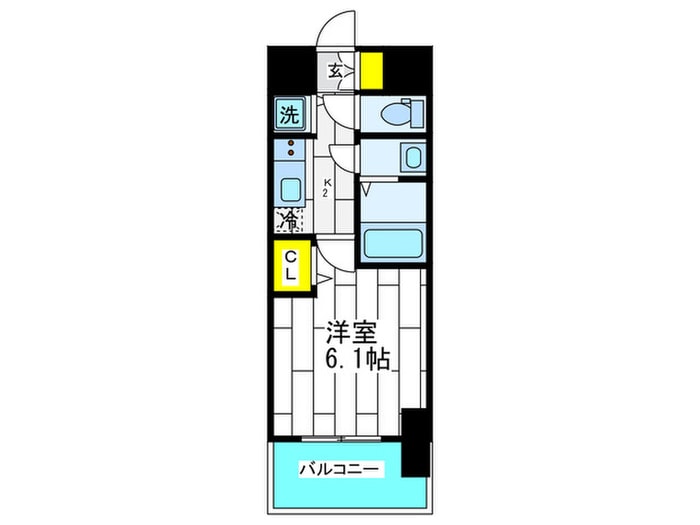 ﾌﾟﾚｻﾝｽﾀﾜｰ難波ＷＥＳＴ（611）の物件間取画像