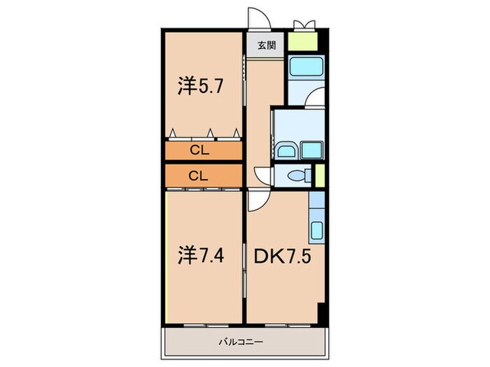 甲南タマタニマンション(202)の物件間取画像