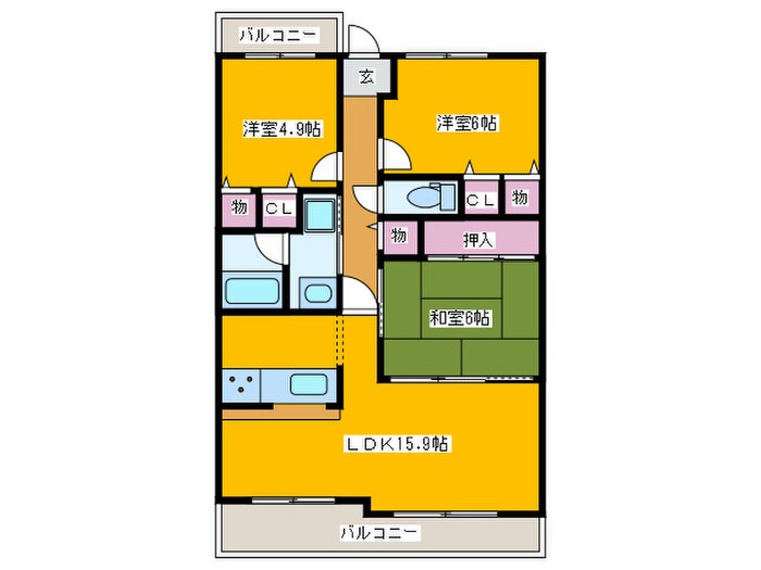 ヴィオヌール新金岡南館（503）の物件間取画像