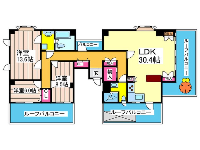 グランカサデ上本町の物件間取画像