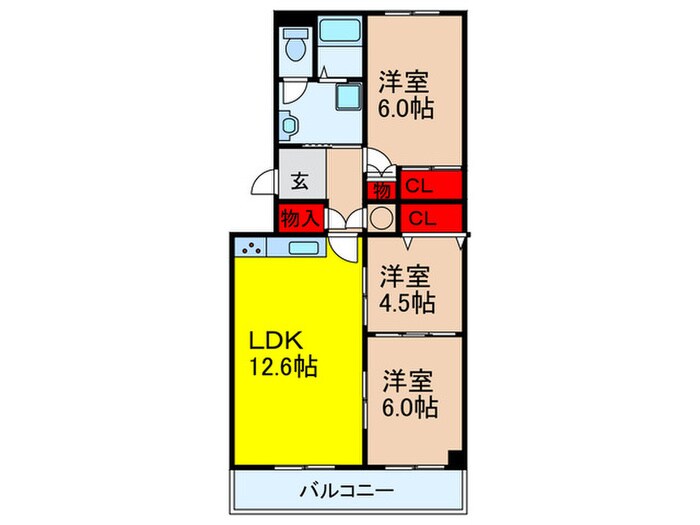 緑地公園ﾘｯﾂﾊｳｽ(302)の物件間取画像