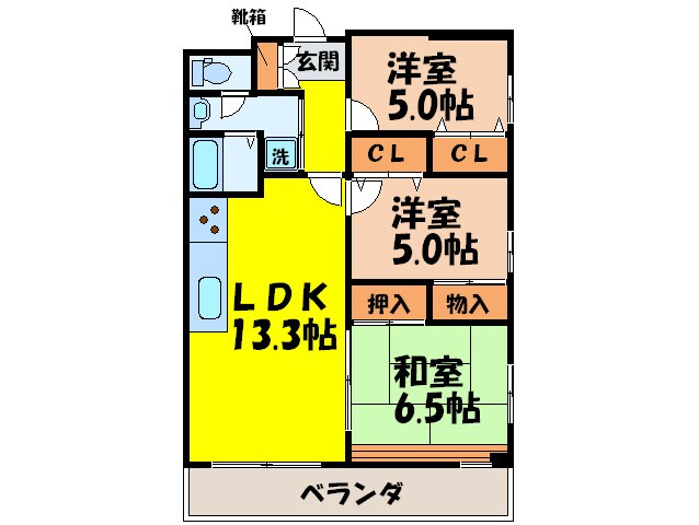 コモン山田イーストの物件間取画像