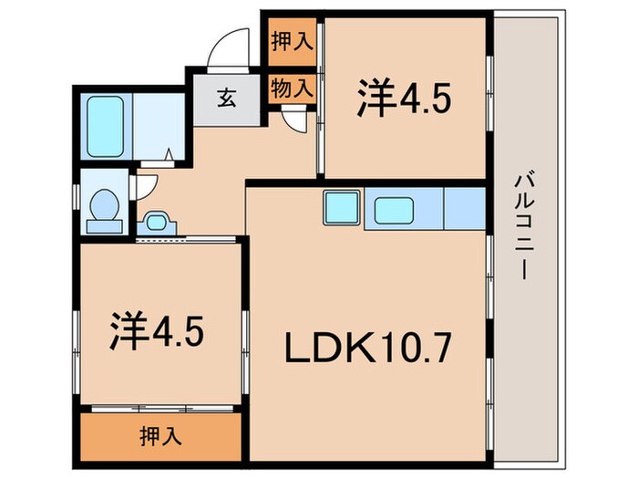 ドミールサニー君影町１号棟の物件間取画像