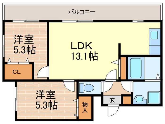 グリーンヒルズ城山(205)の物件間取画像