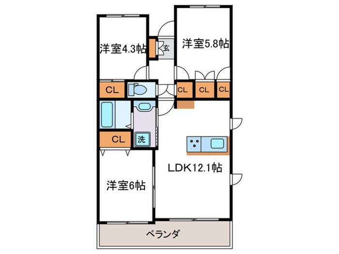 パインフィ－ルド洛西の物件間取画像