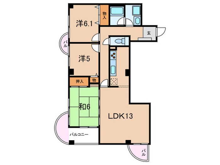 プラザ森北の物件間取画像