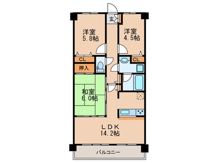 ﾗｲｵﾝｽﾞﾏﾝｼｮﾝ豊中夕日丘(306)の物件間取画像
