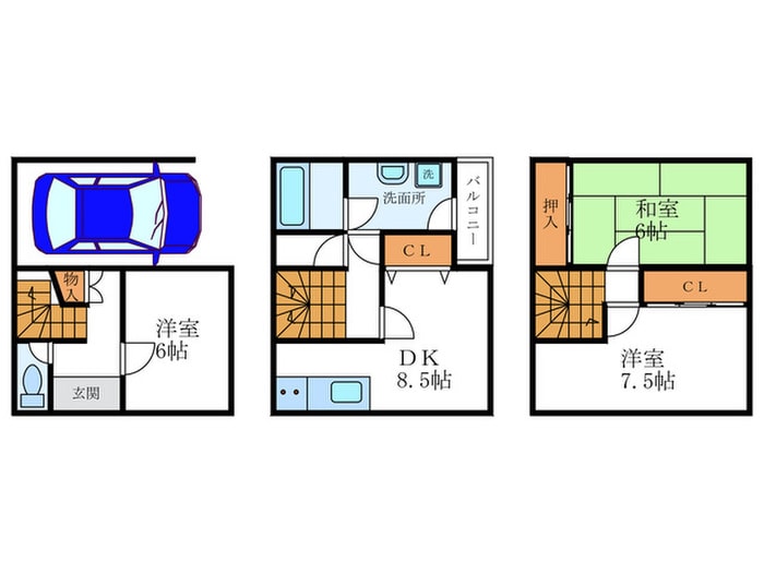 長岡京市一文橋戸建の物件間取画像